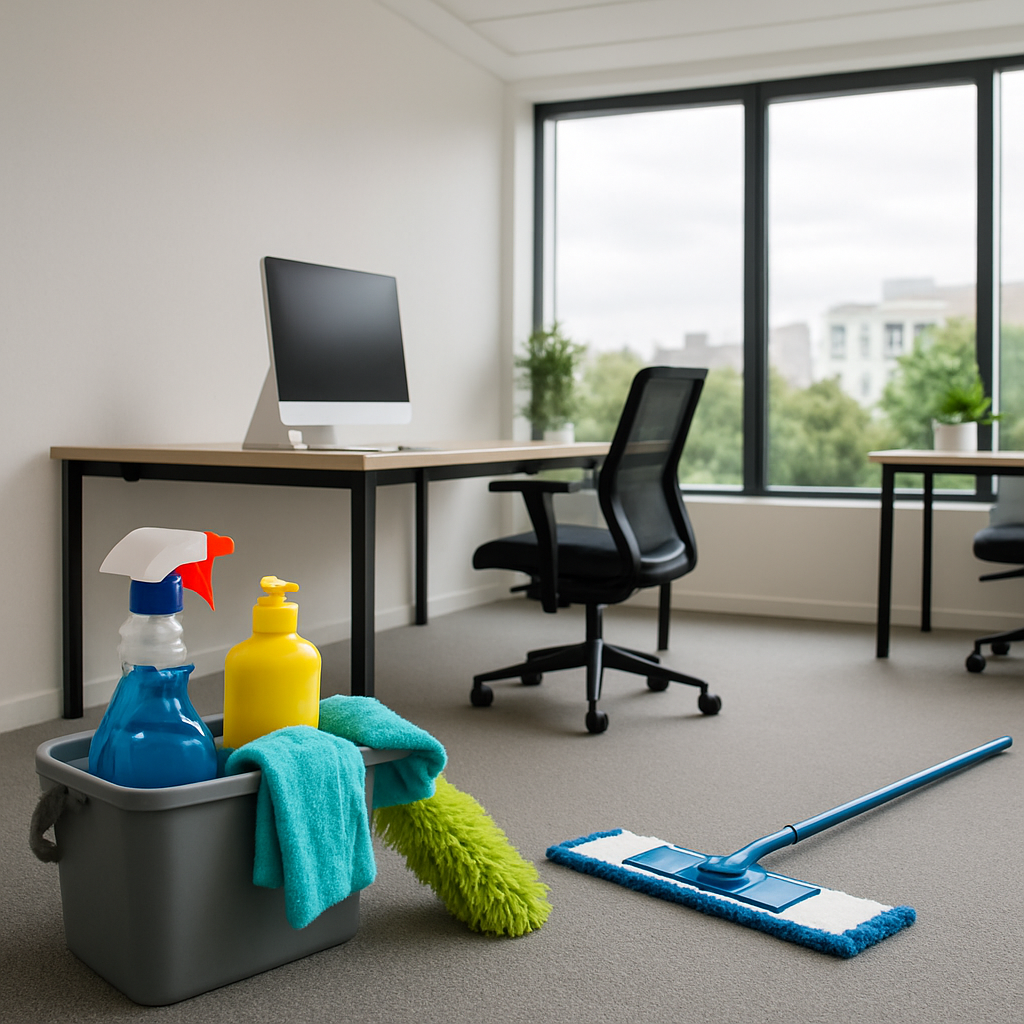 Professional cleaning photo for: Essential Office Cleaning Strategies for Remote Work Environments in Australia. Modern clean space, no text, no people.