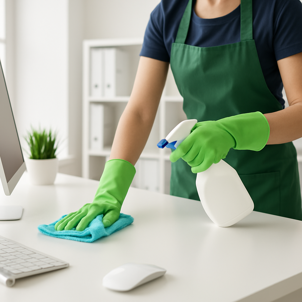 Detailed cleaning work photo for: Essential Office Cleaning Strategies for Remote Work Environments in Australia. Spotless surfaces, bright lighting, no text.